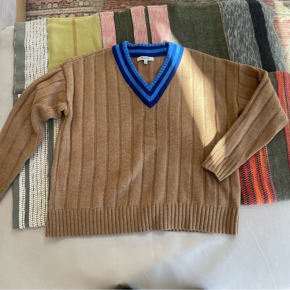 Tipped V-Neck Oversized Sweater - Picture 1 of 1